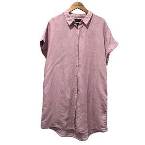 Tahari Linen Cap Sleeve Tunic Shirt, Orchid Pink, 1X